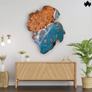 Azure Blaze – Resin & Wood Wall Clock | Fankaarlok