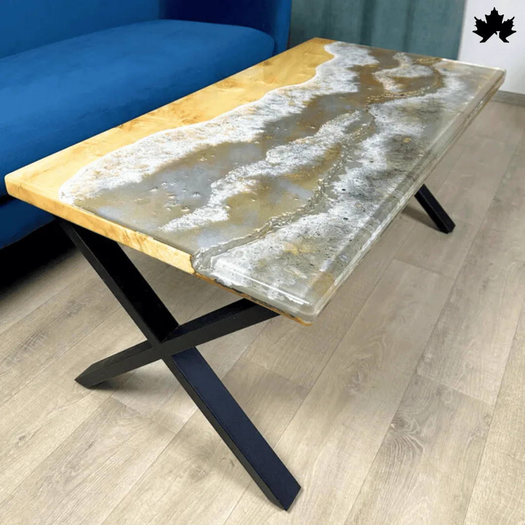 Golden Horizon – Resin and Wood Coffee Table | Fankaarlok